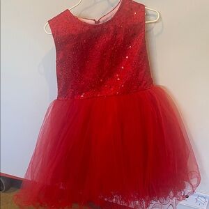 Elegant Red Sequin Kids Formal Dress